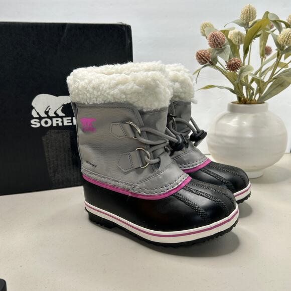 Sorel Children’s Yoot Pac Nylon Boot Waterproof Chrome Grey Black US 11 NWB - Picture 1 of 11